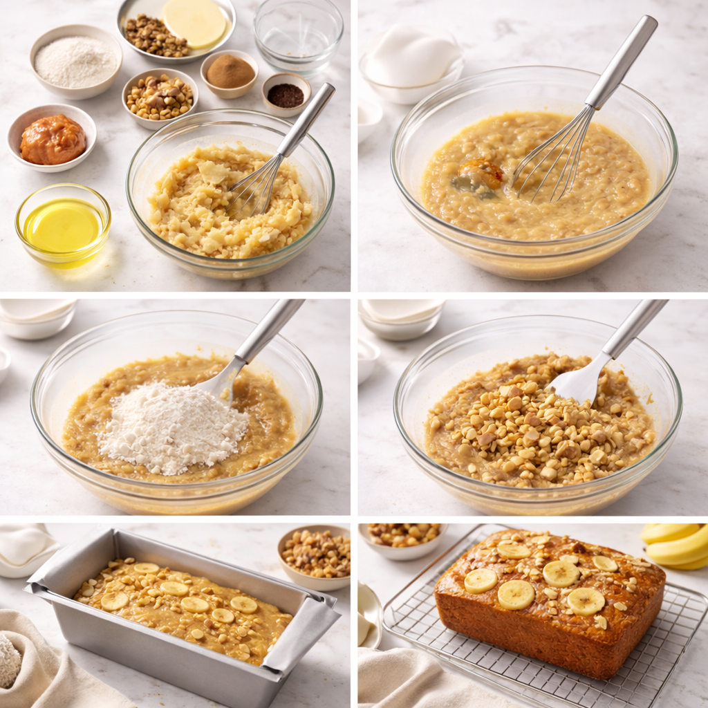 Instruction visual for Gluten-Free Banana Bread