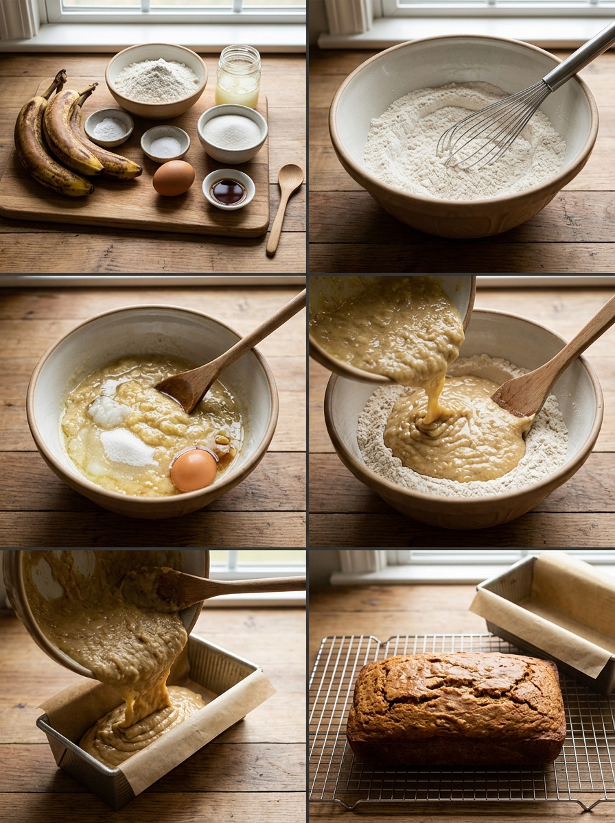 Instruction visual for Gluten-Free Banana Bread