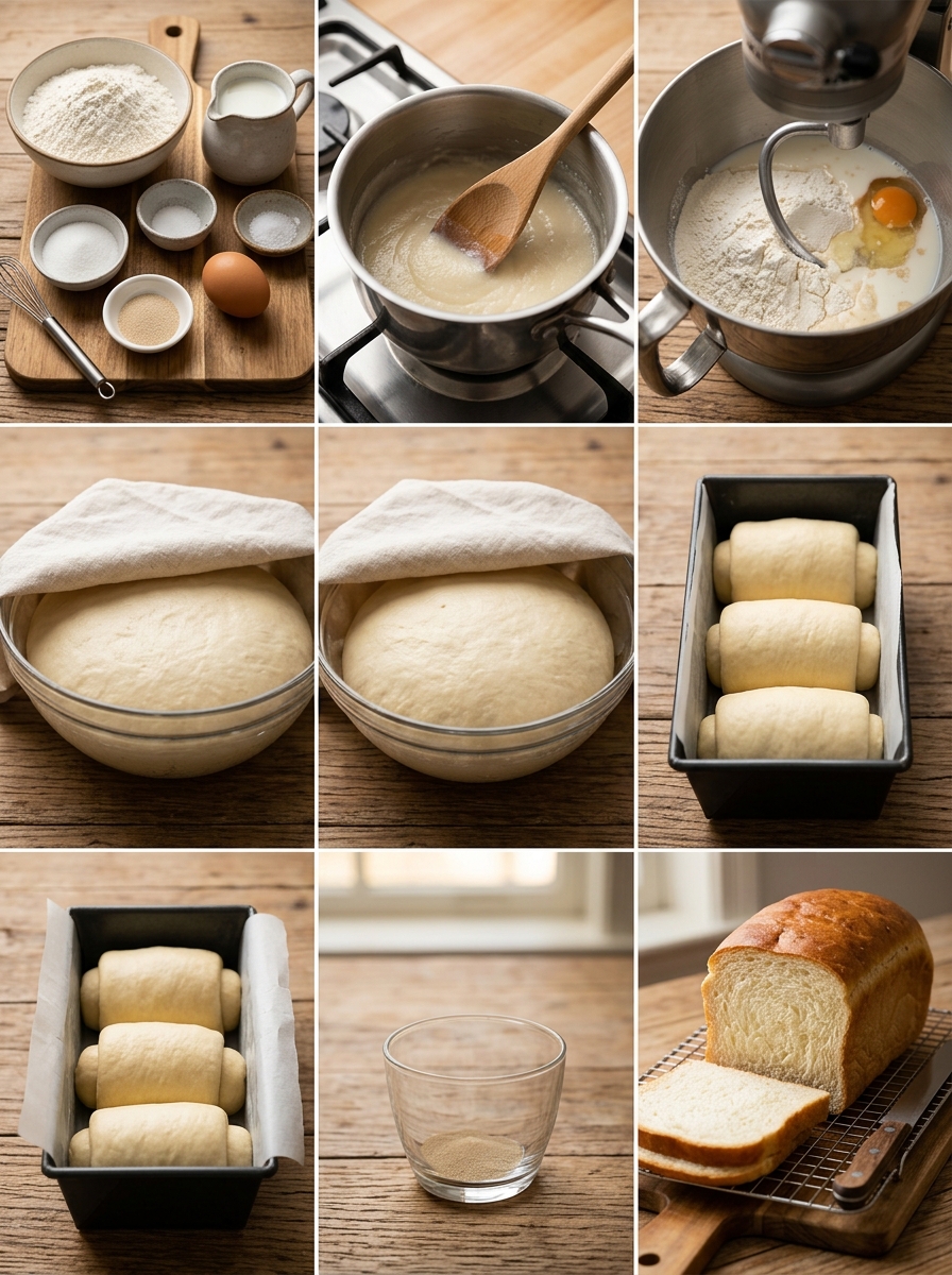Instruction visual for Japanese Shokupan (Milk Bread)