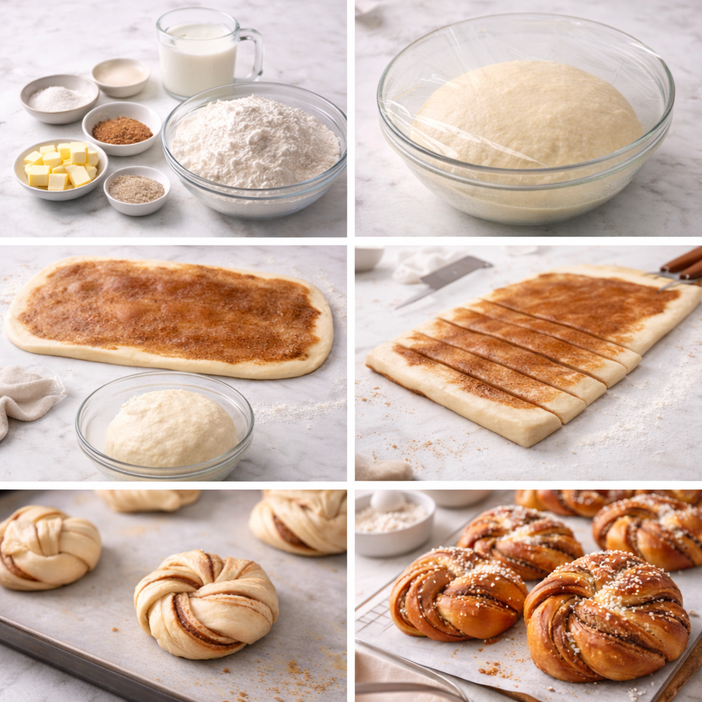 Instruction visual for Swedish Cinnamon Buns (Kanelbullar)