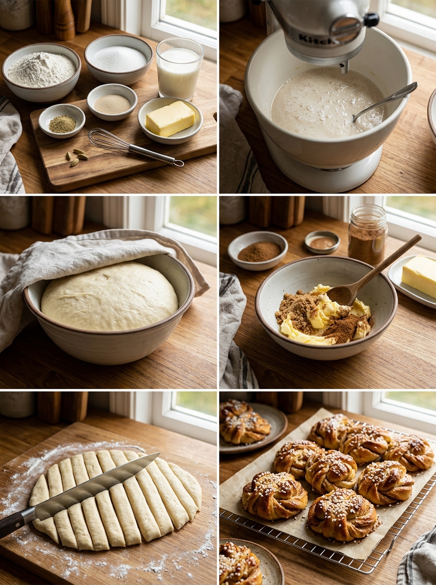 Instruction visual for Swedish Cinnamon Buns (Kanelbullar)
