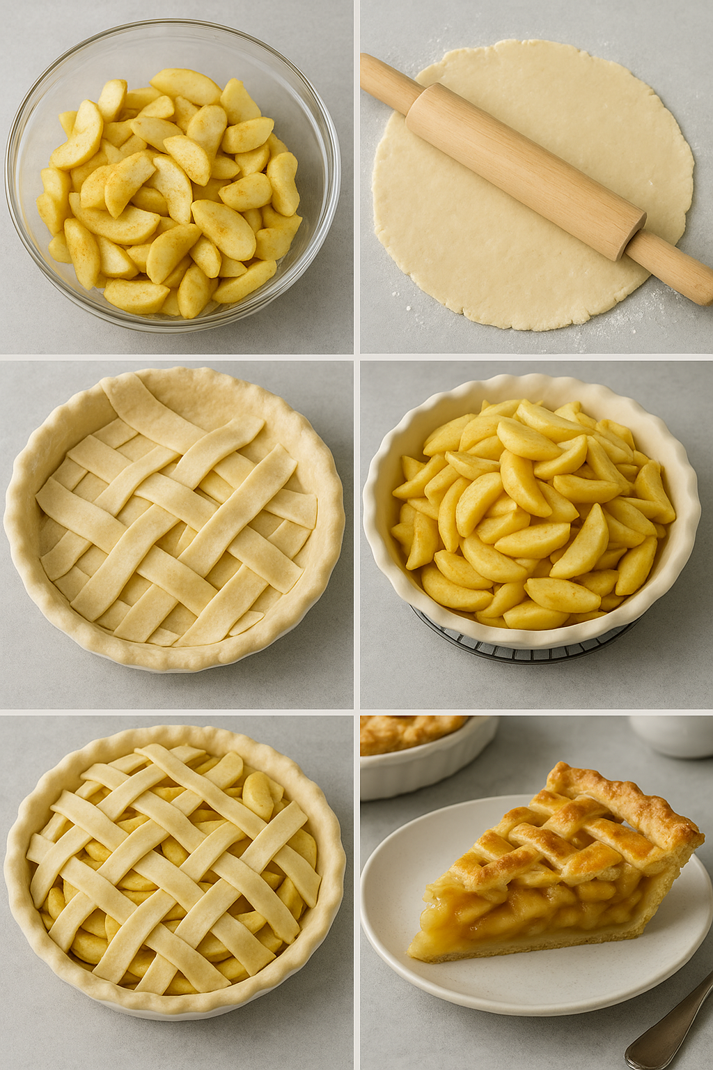 Instrucciones visuales para la tarta de manzana