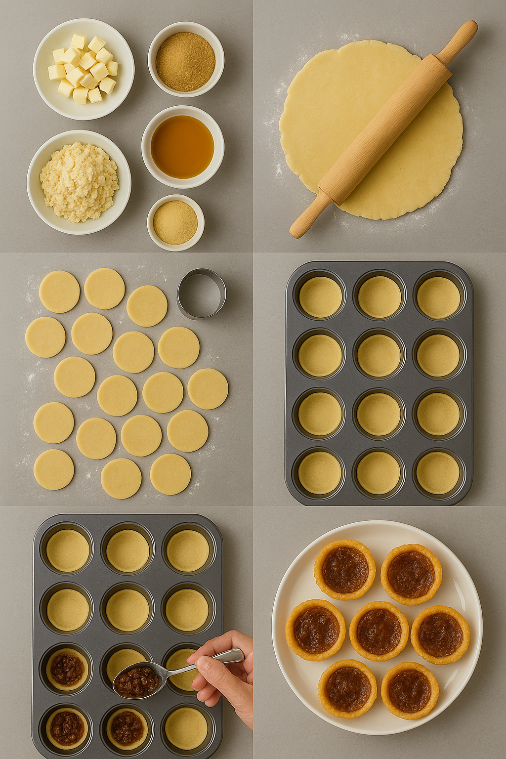 Instrucciones visuales para tartas de mantequilla