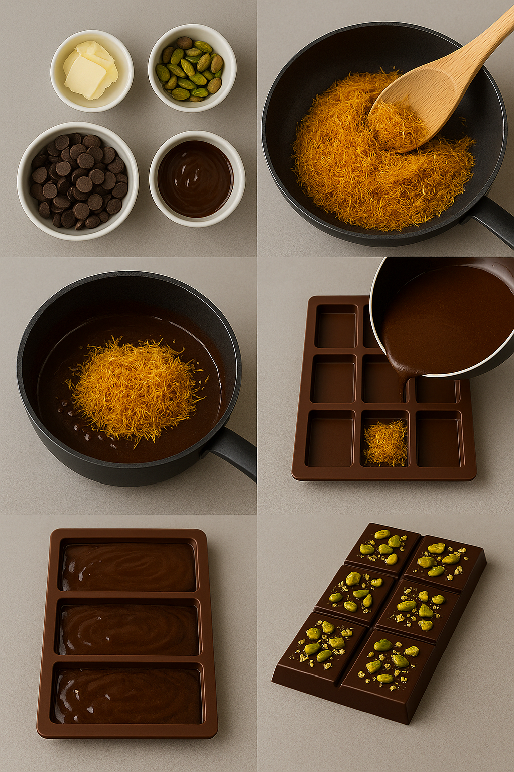 Instrucciones visuales para la barra de chocolate Dubai