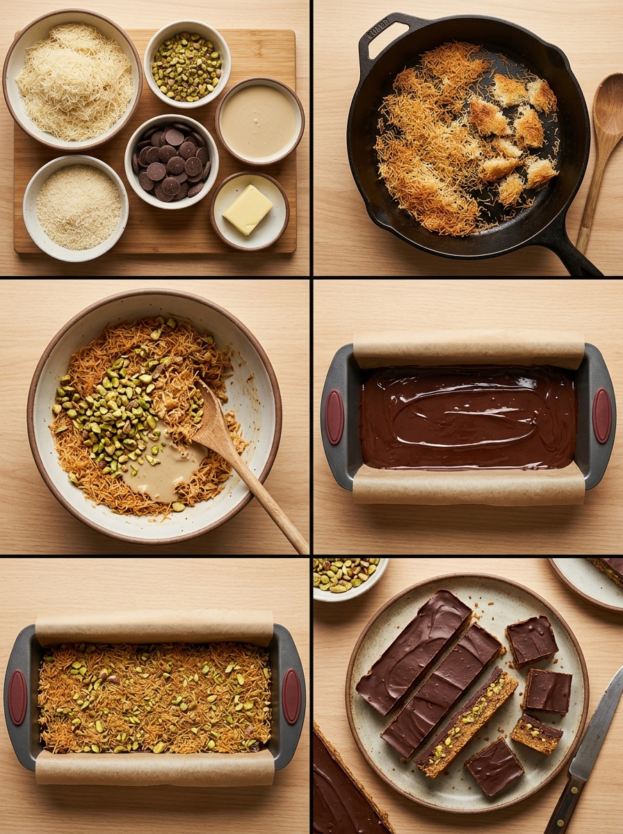 Instruction visual for Barra de Chocolate de Dubái
