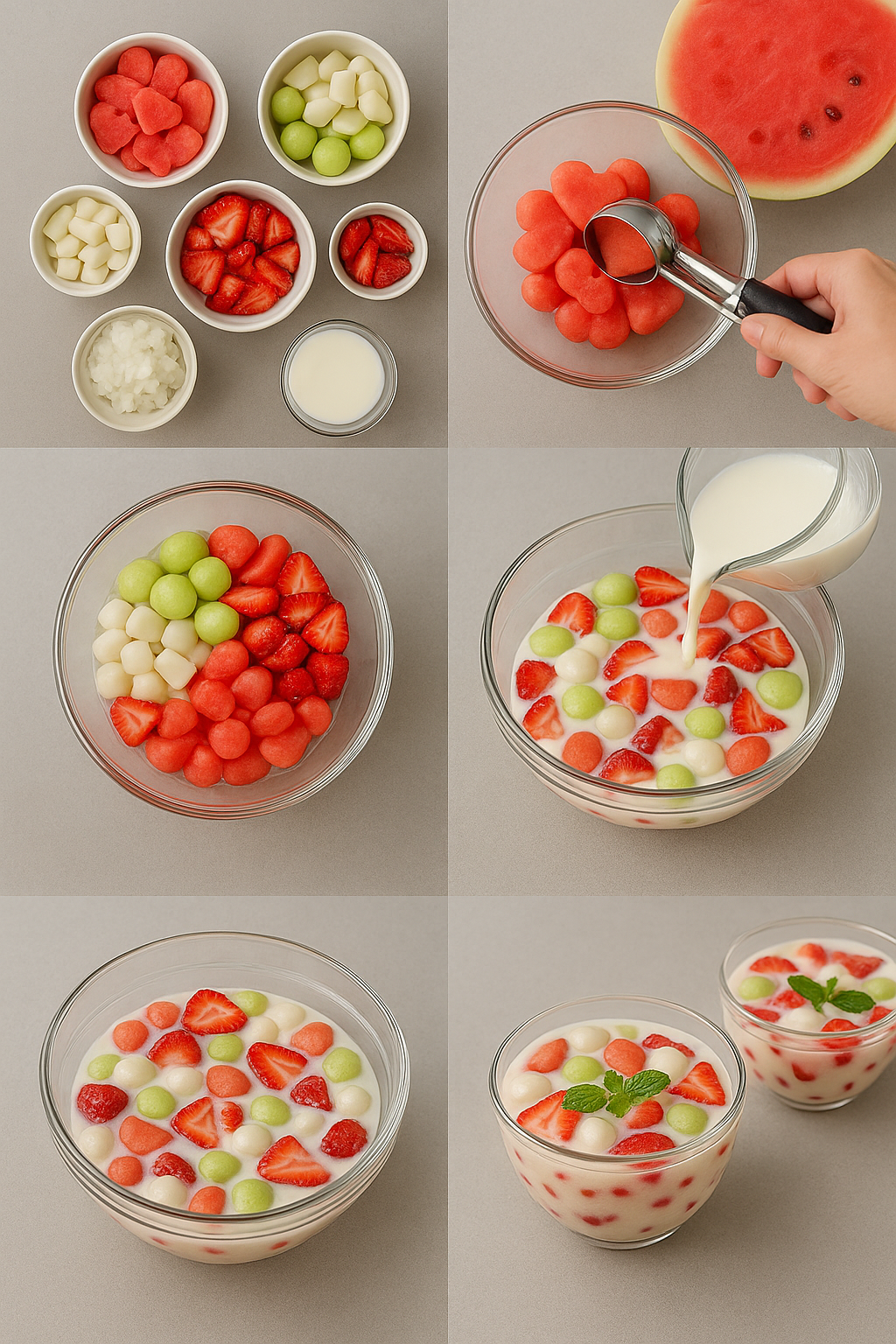 Instrucciones visuales para el Hwachae (ponche de frutas coreano)