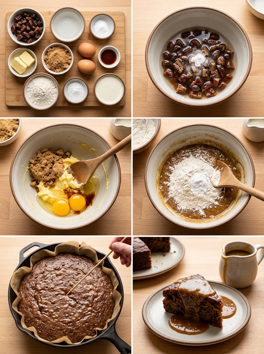 Instruction visual for Sticky Toffee Pudding