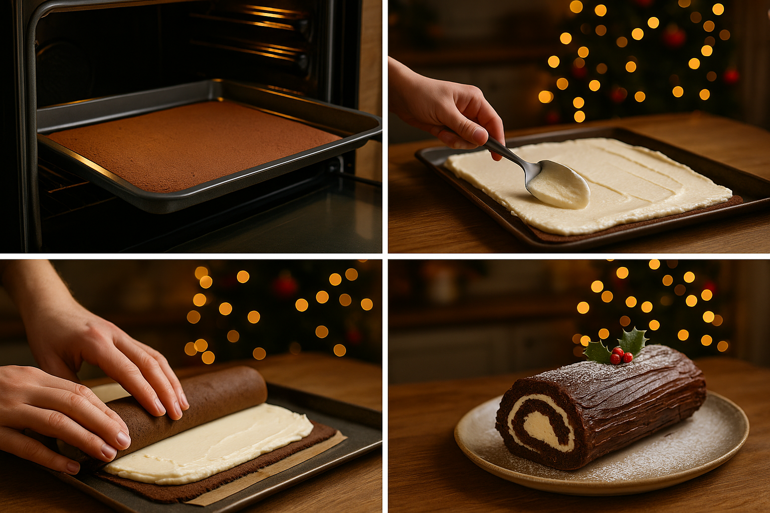 Instruction visual for Yule Log Cake (Bûche de Noël)