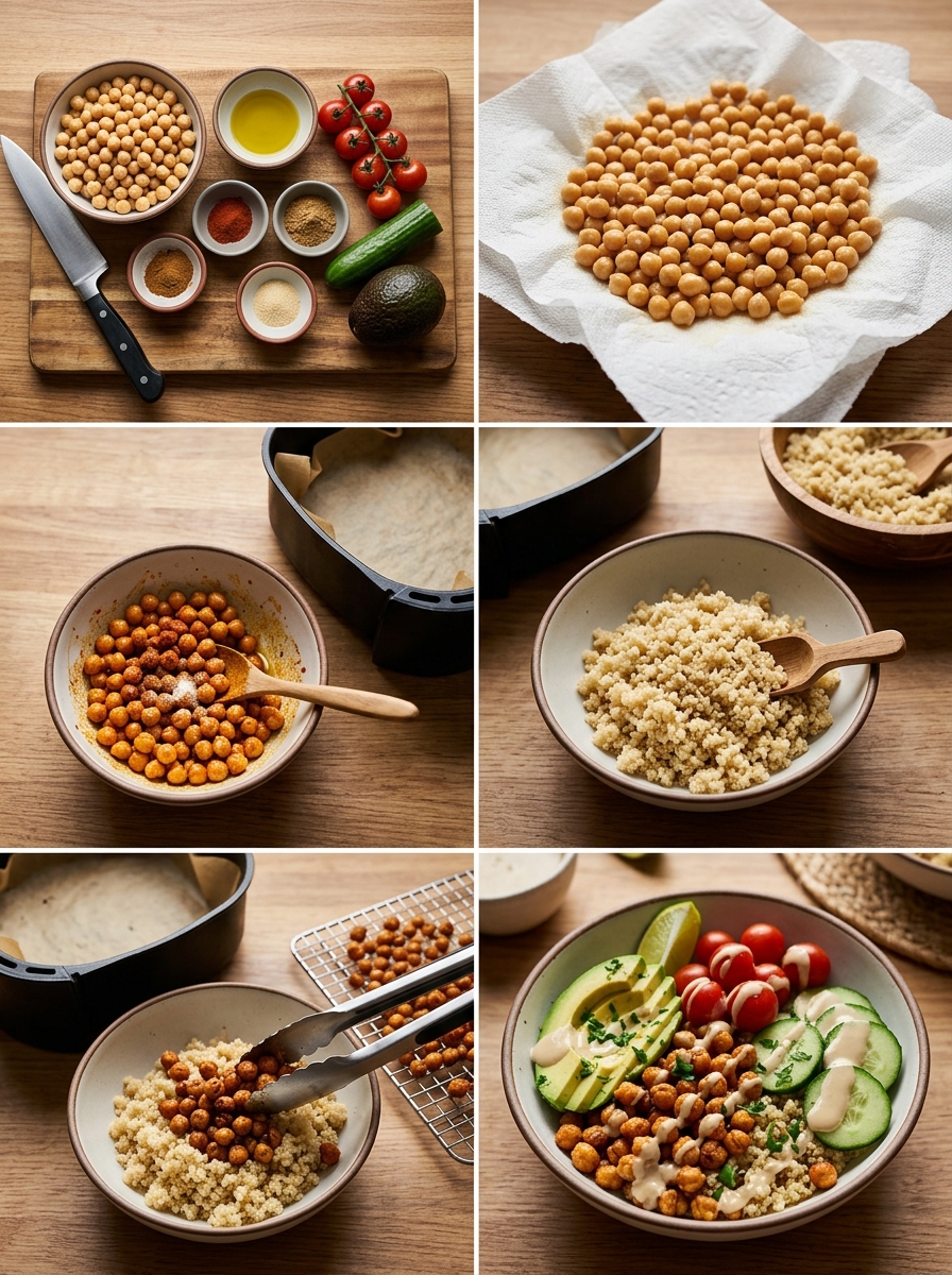 Instruction visual for Heißluftfrittier-Kichererbsen-Bowl