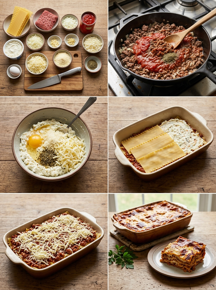 Instruction visual for لازانيا مخبوزة