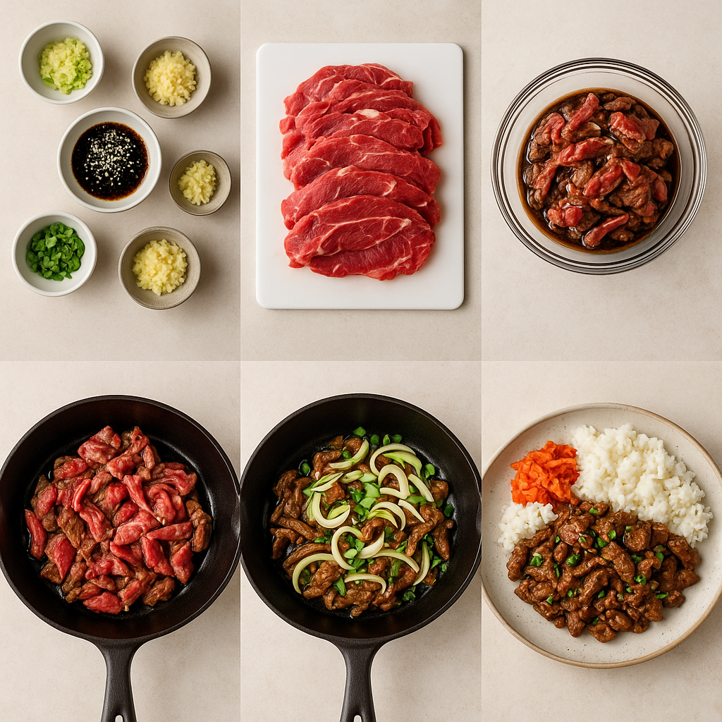 Instrucciones visuales para el Bulgogi de ternera