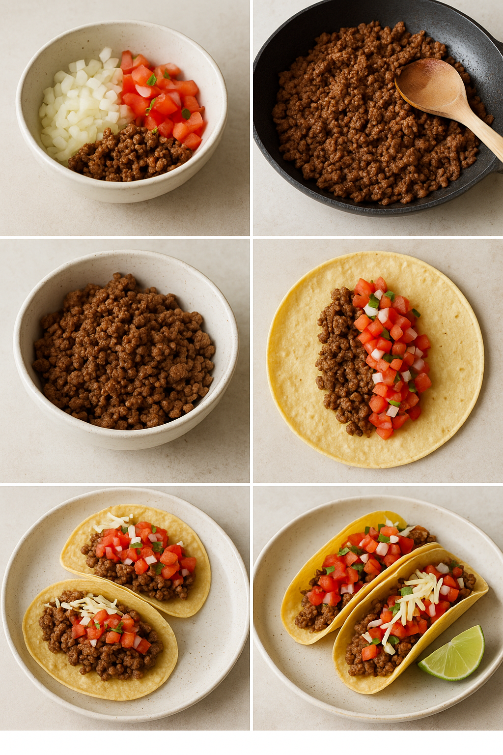 Instrucciones visuales para Tacos de carne