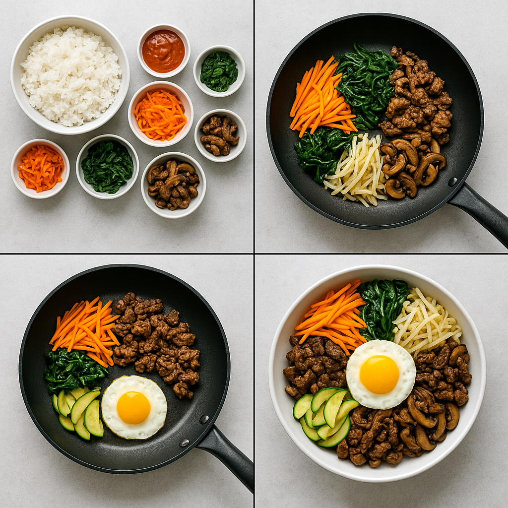 Instrucciones visuales para Bibimbap