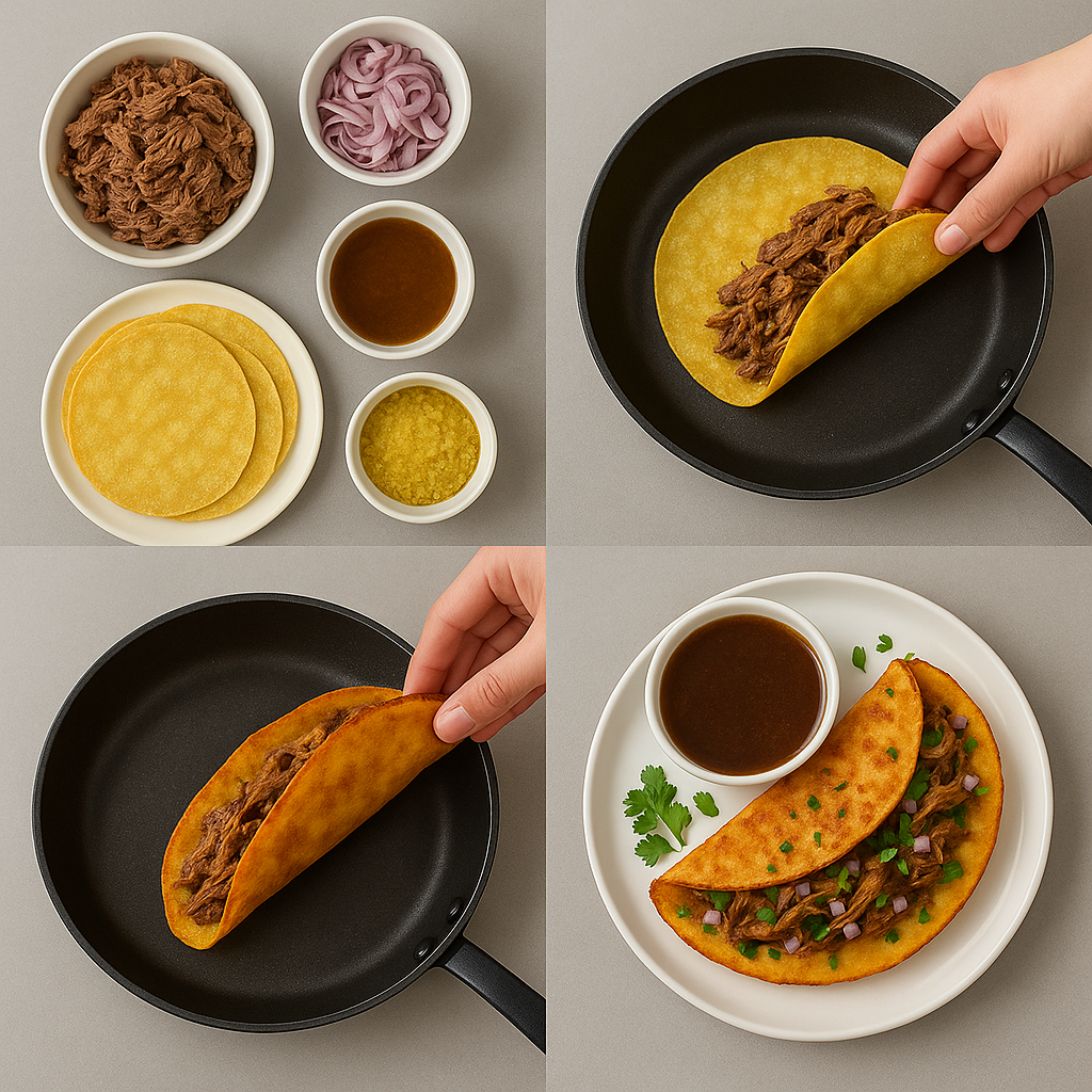 Instrucción visual para Tacos Birria