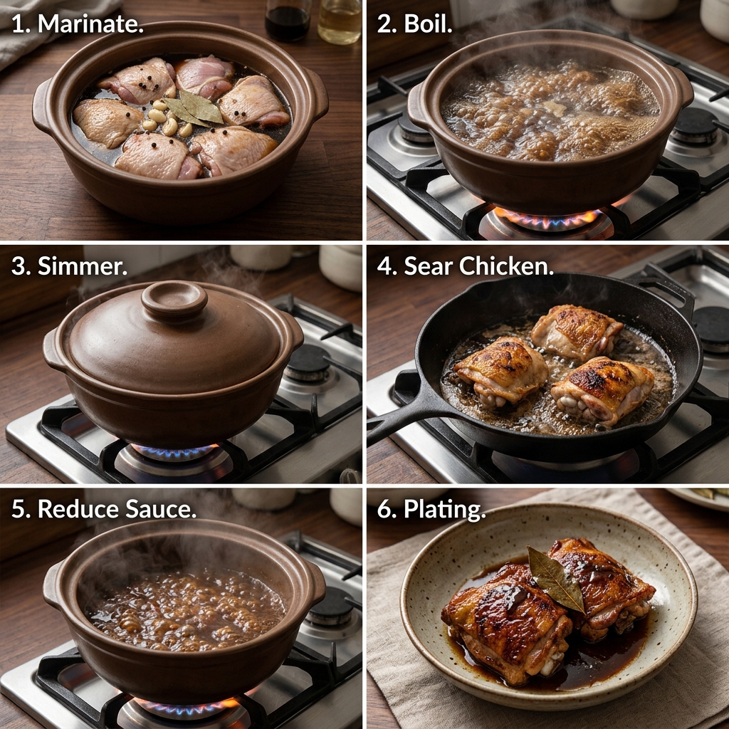 Instruction visual for Chicken Adobo