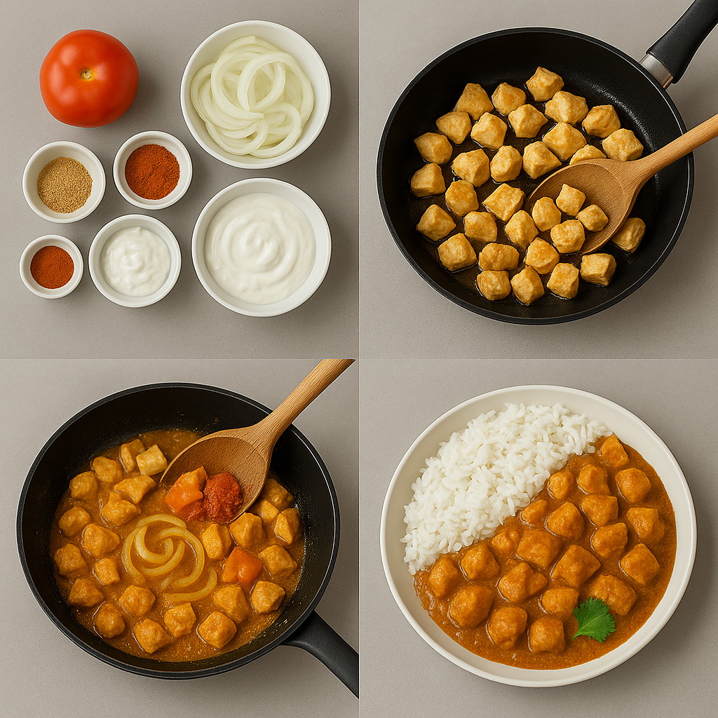 Instrucciones visuales para el pollo al curry