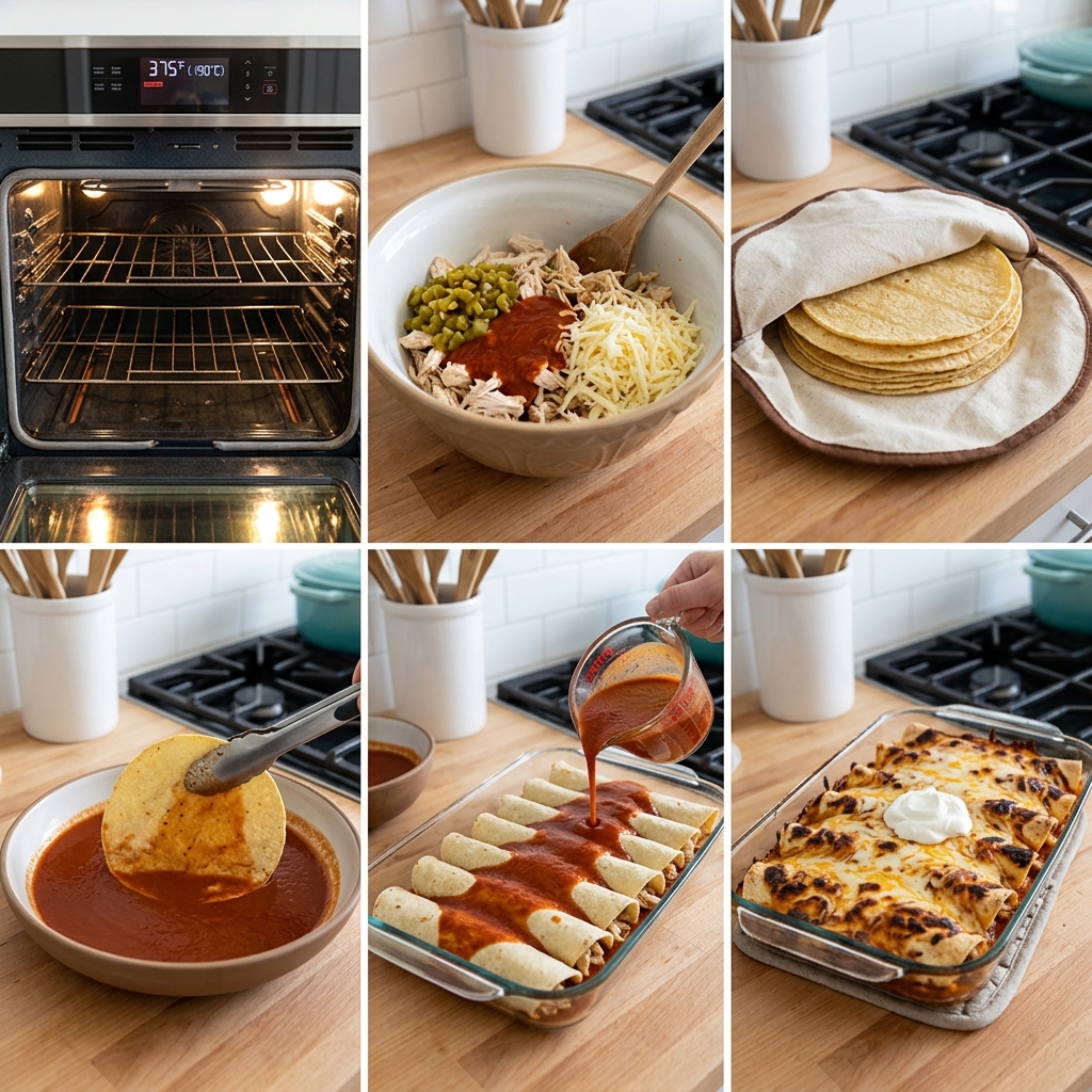 Instruction visual for Chicken Enchiladas