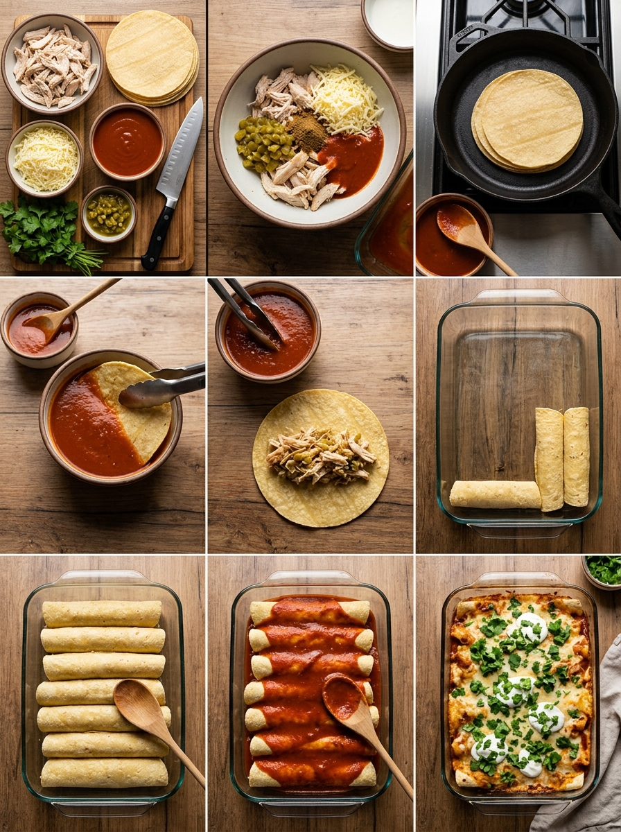 Instruction visual for Hühnchen-Enchiladas