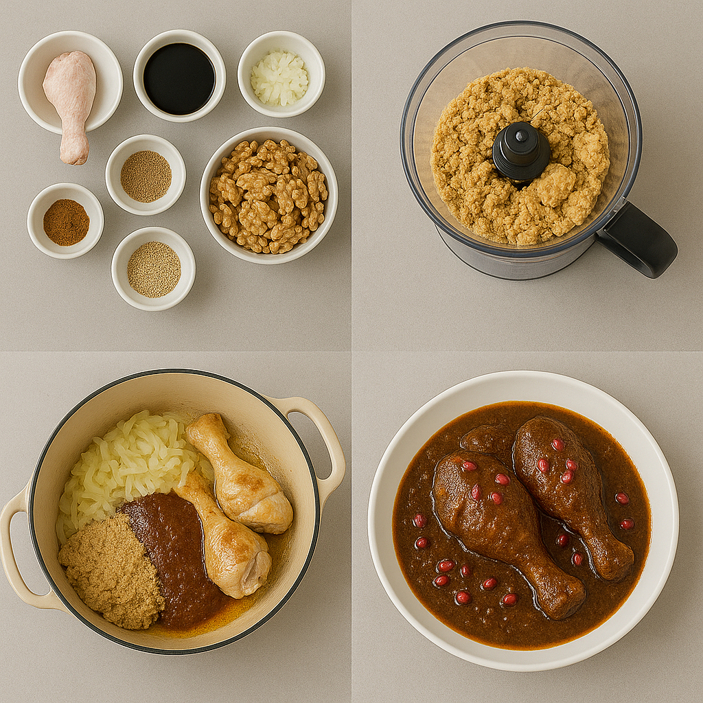 Instrucciones visuales para el Mole de Pollo