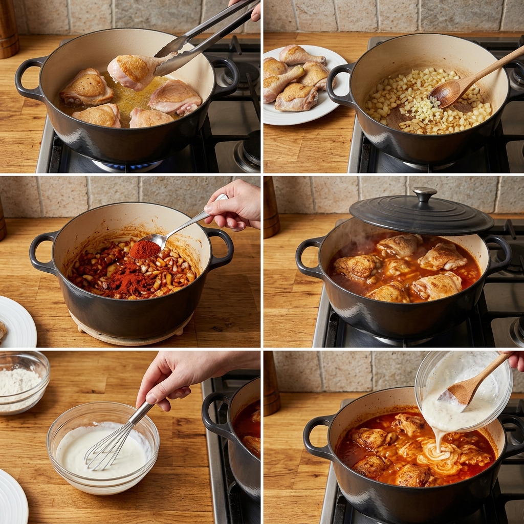 Instruction visual for Chicken Paprikash