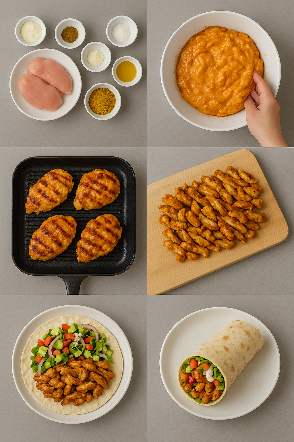 Instrucciones visuales para Chawarma de pollo