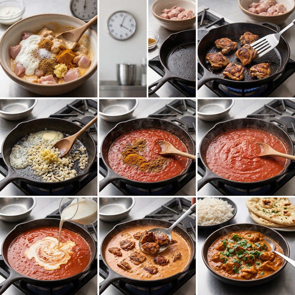 Instruction visual for Chicken Tikka Masala