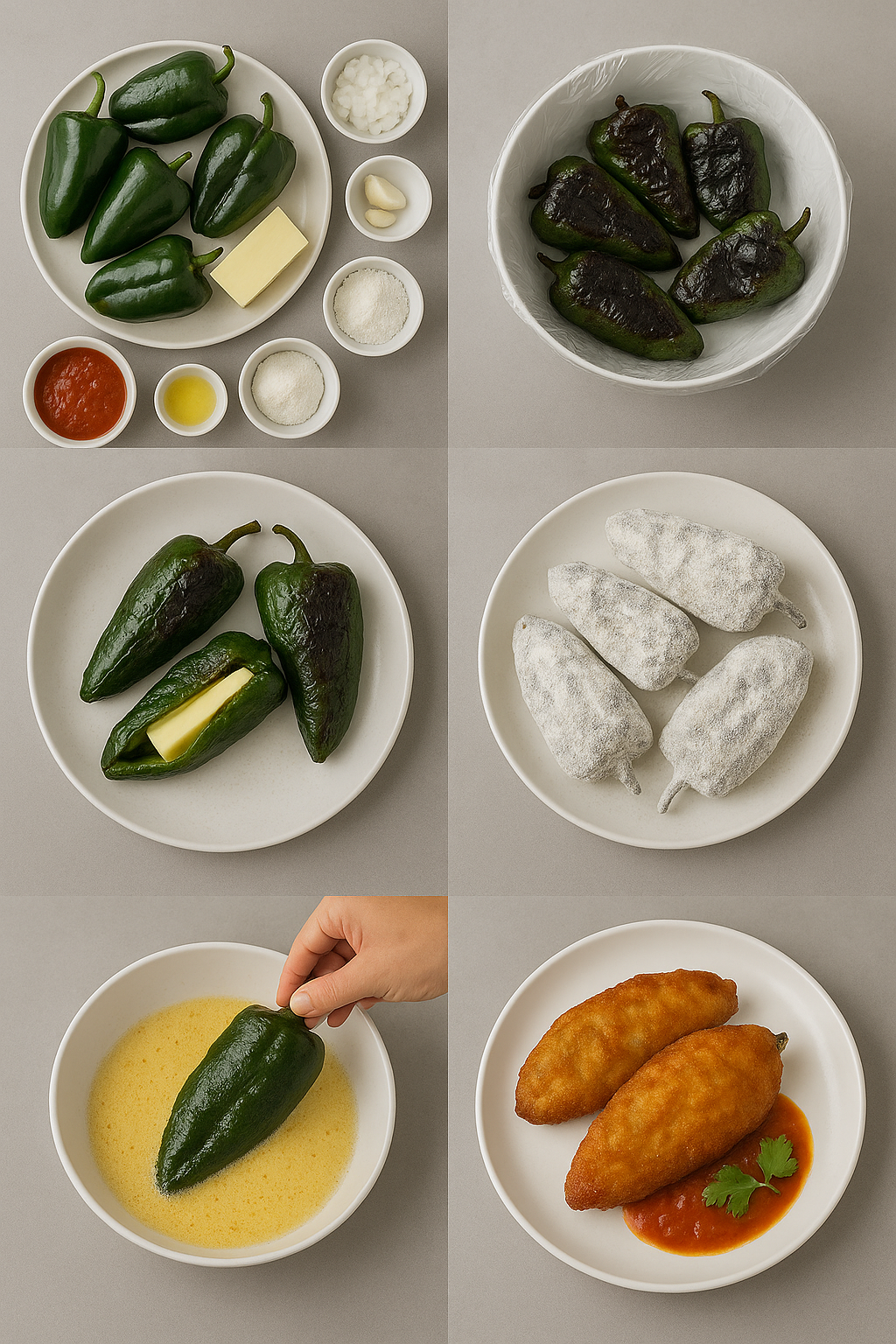 Instrucciones visuales para Chiles Rellenos