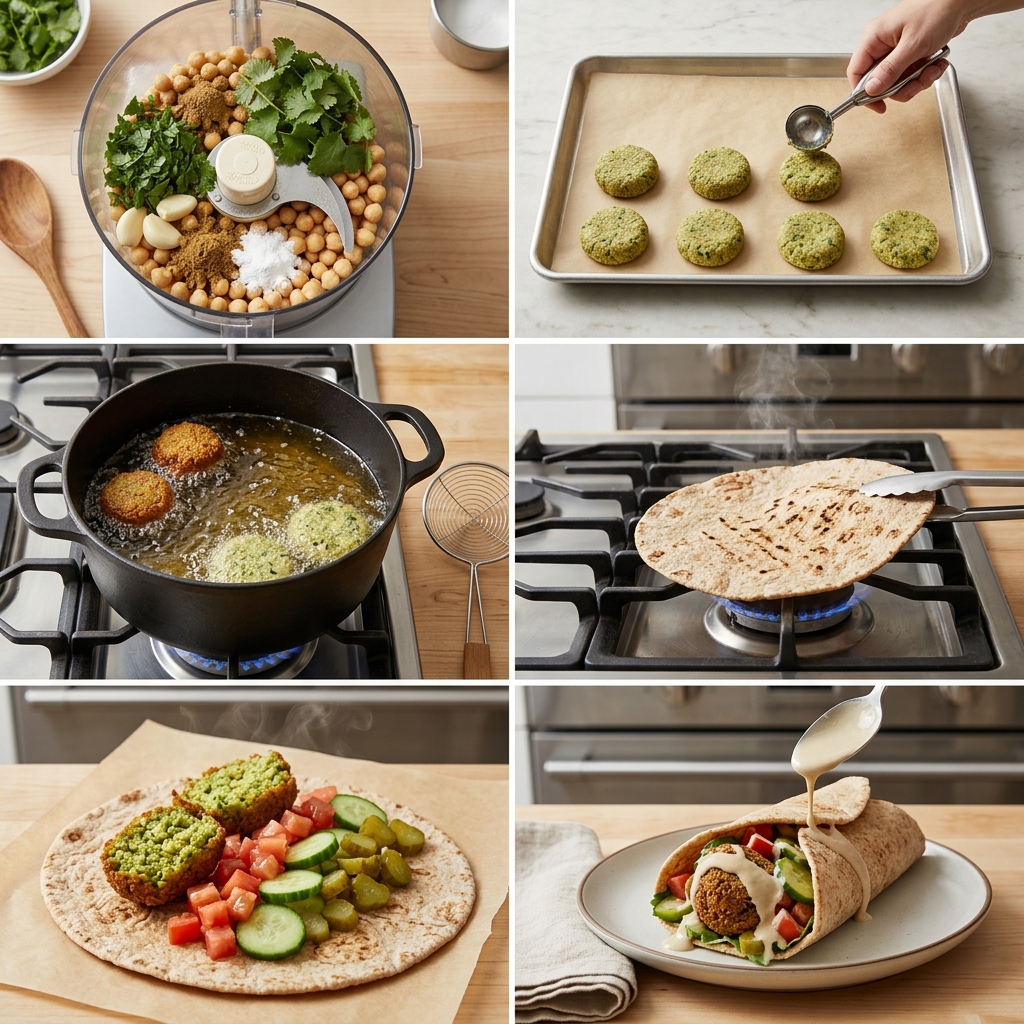 Instruction visual for Falafel Wrap