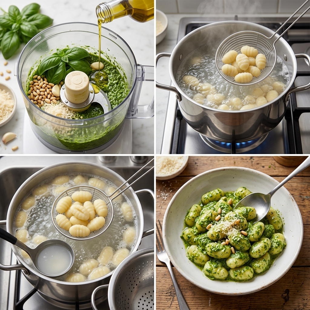 Instruction visual for Gnocchi with Pesto