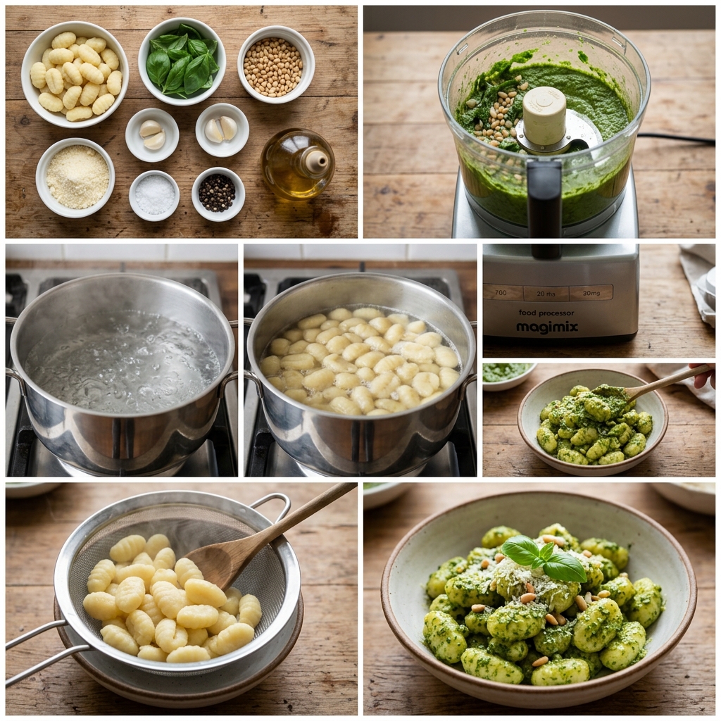 Instruction visual for Gnocchi au Pesto