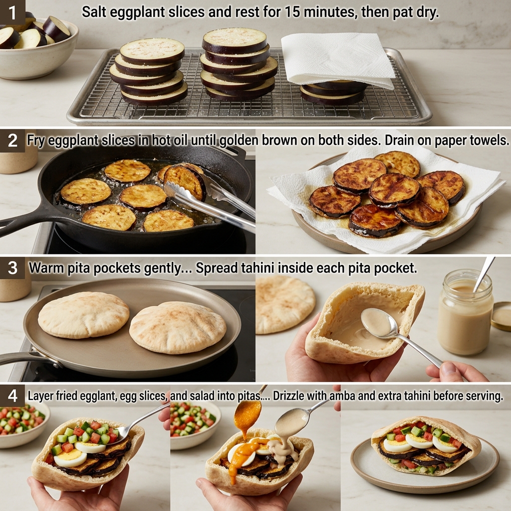 Instruction visual for Israeli Sabich