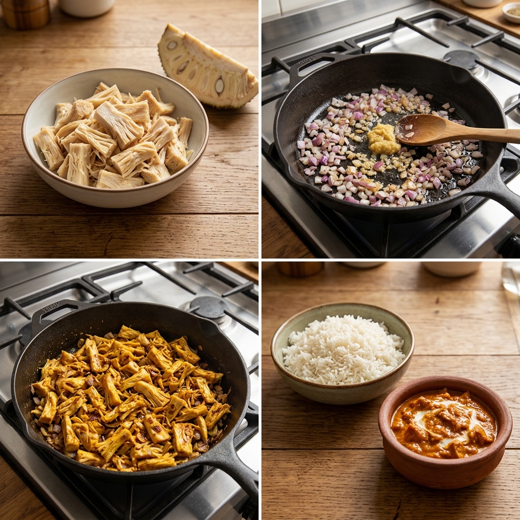 Instruction visual for Jackfruit Tikka Masala