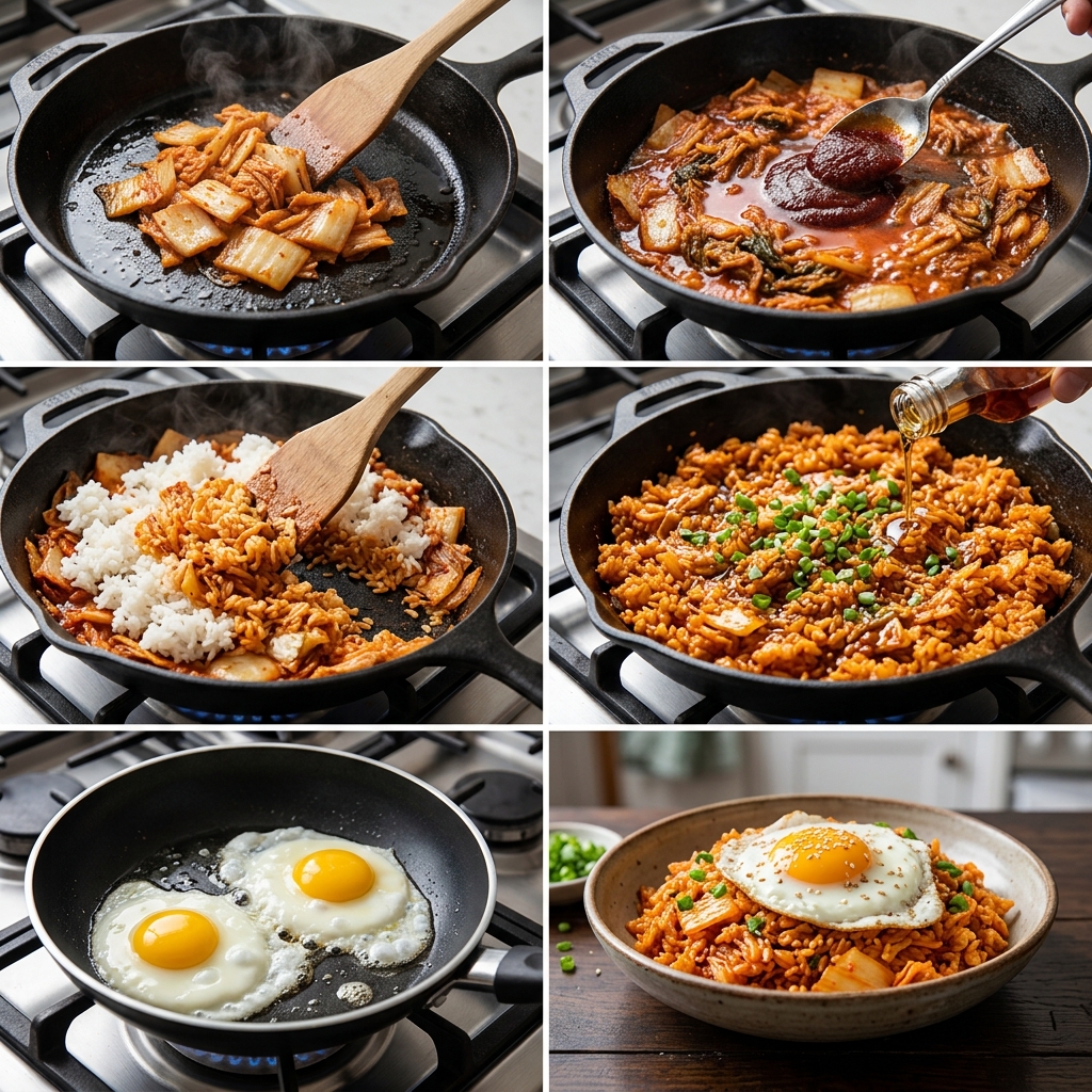 Instruction visual for Kimchi Fried Rice