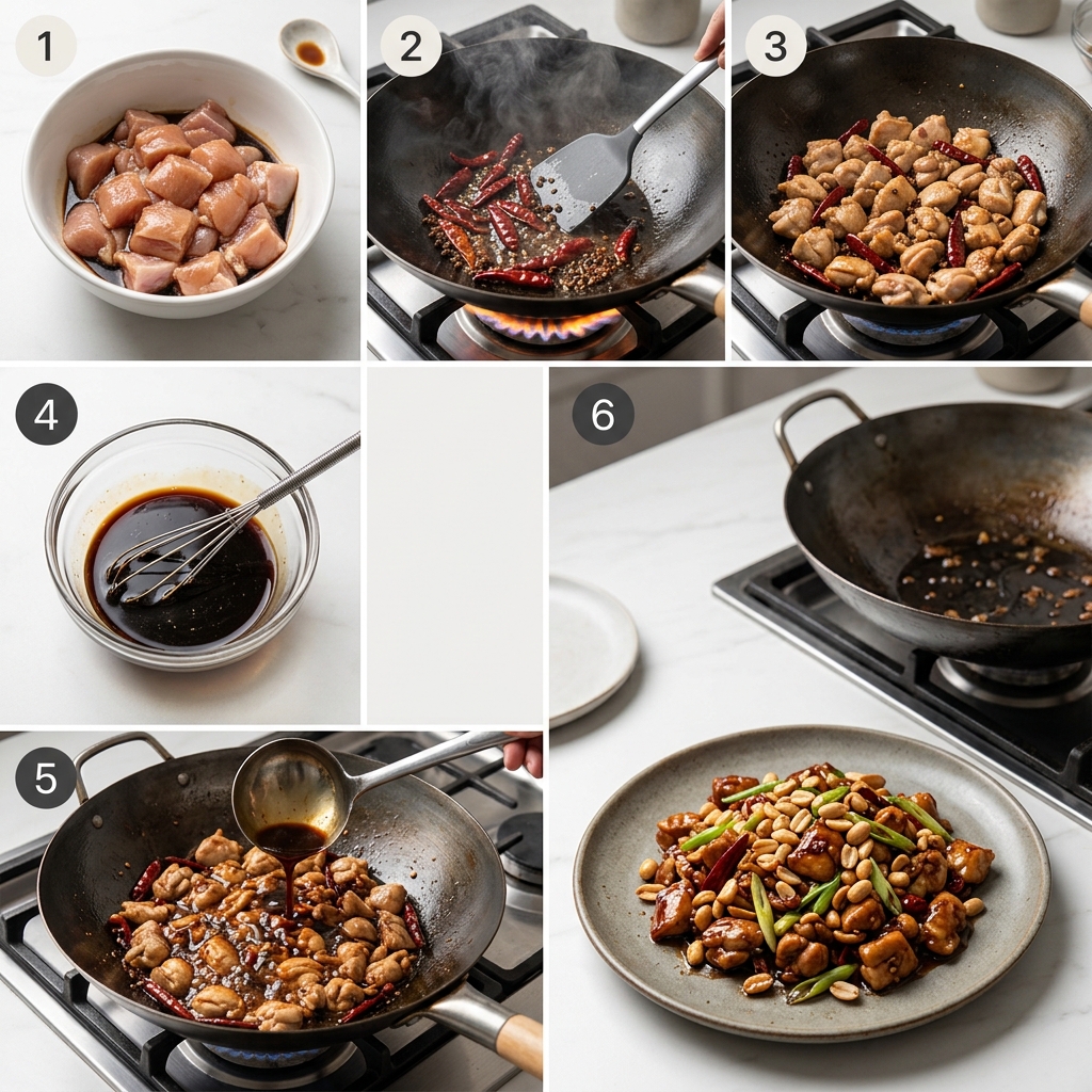 Instruction visual for Kung Pao Chicken