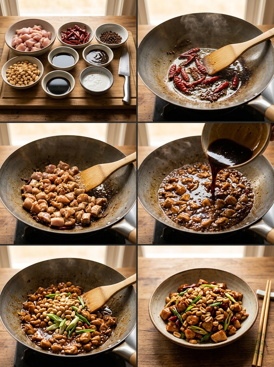 Instruction visual for Pollo Kung Pao