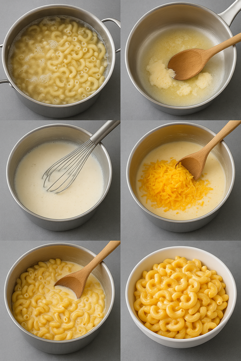 Instrucciones visuales para los macarrones con queso