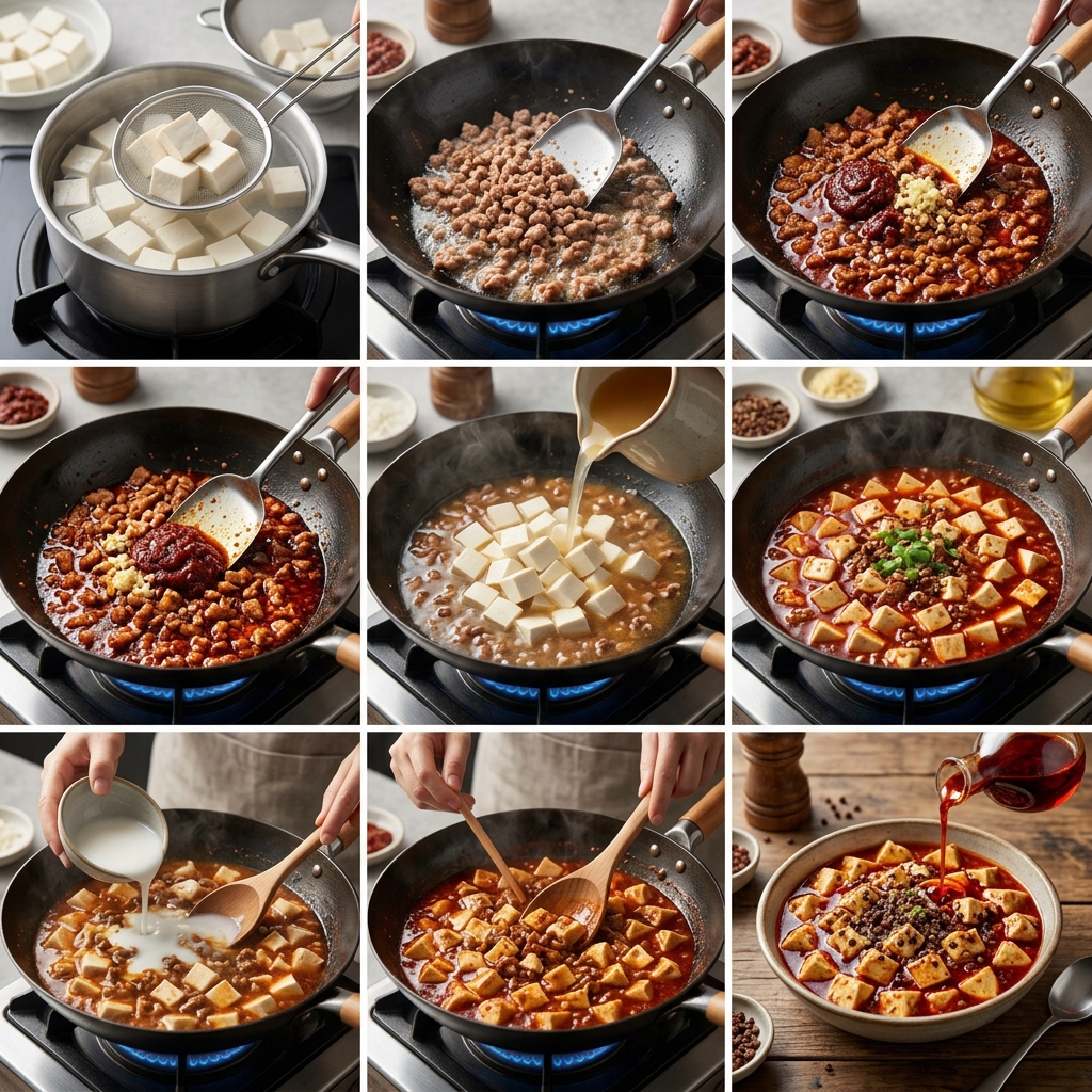 Instruction visual for Mapo Tofu