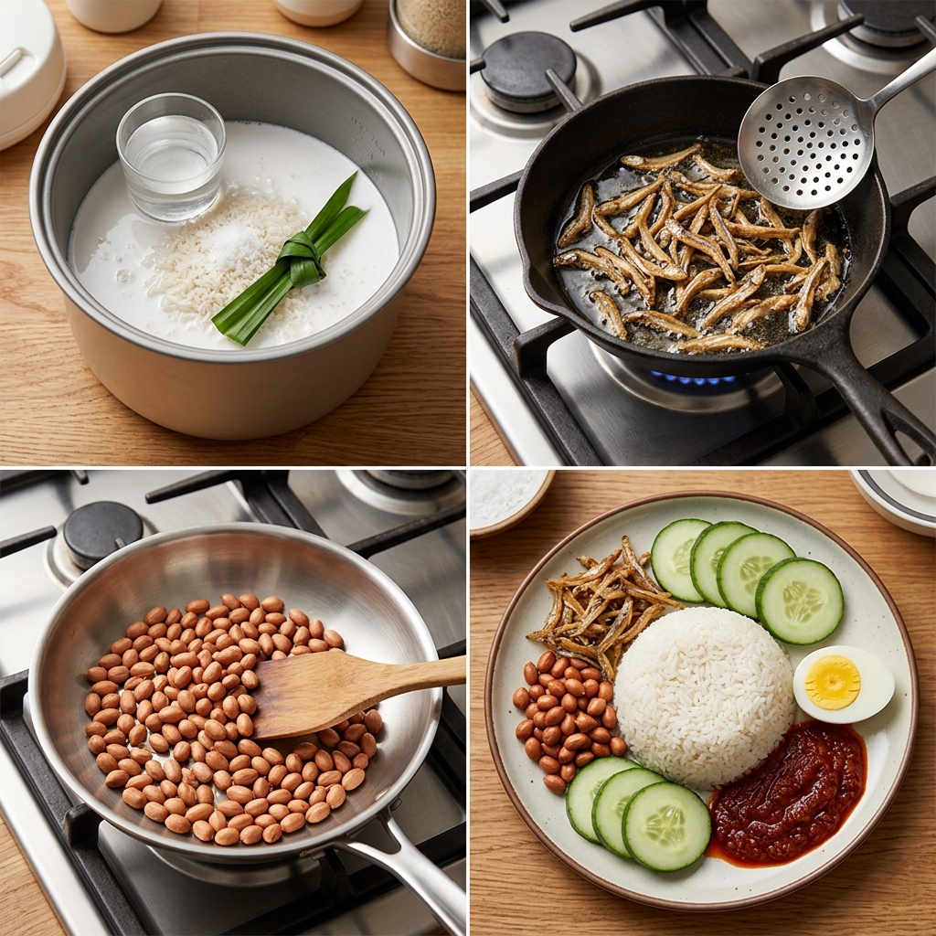 Instruction visual for Nasi Lemak