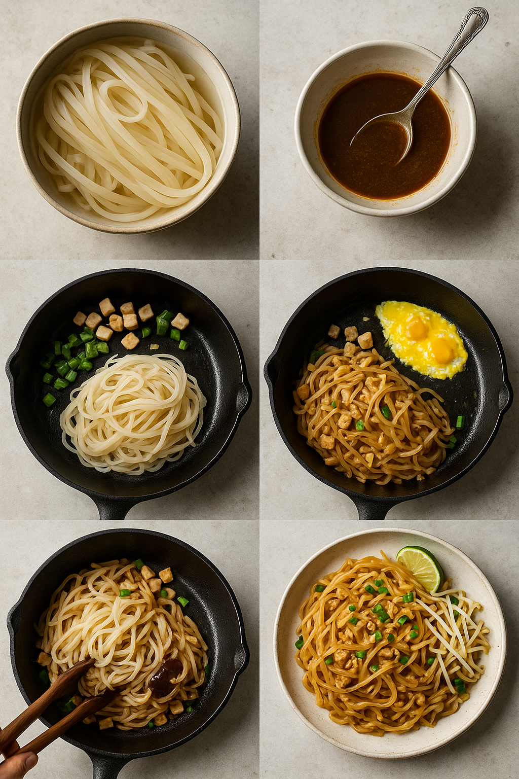 Instrucciones visuales para Pad Thai