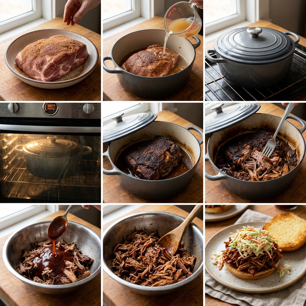 Instruction visual for Pulled Pork Sandwich