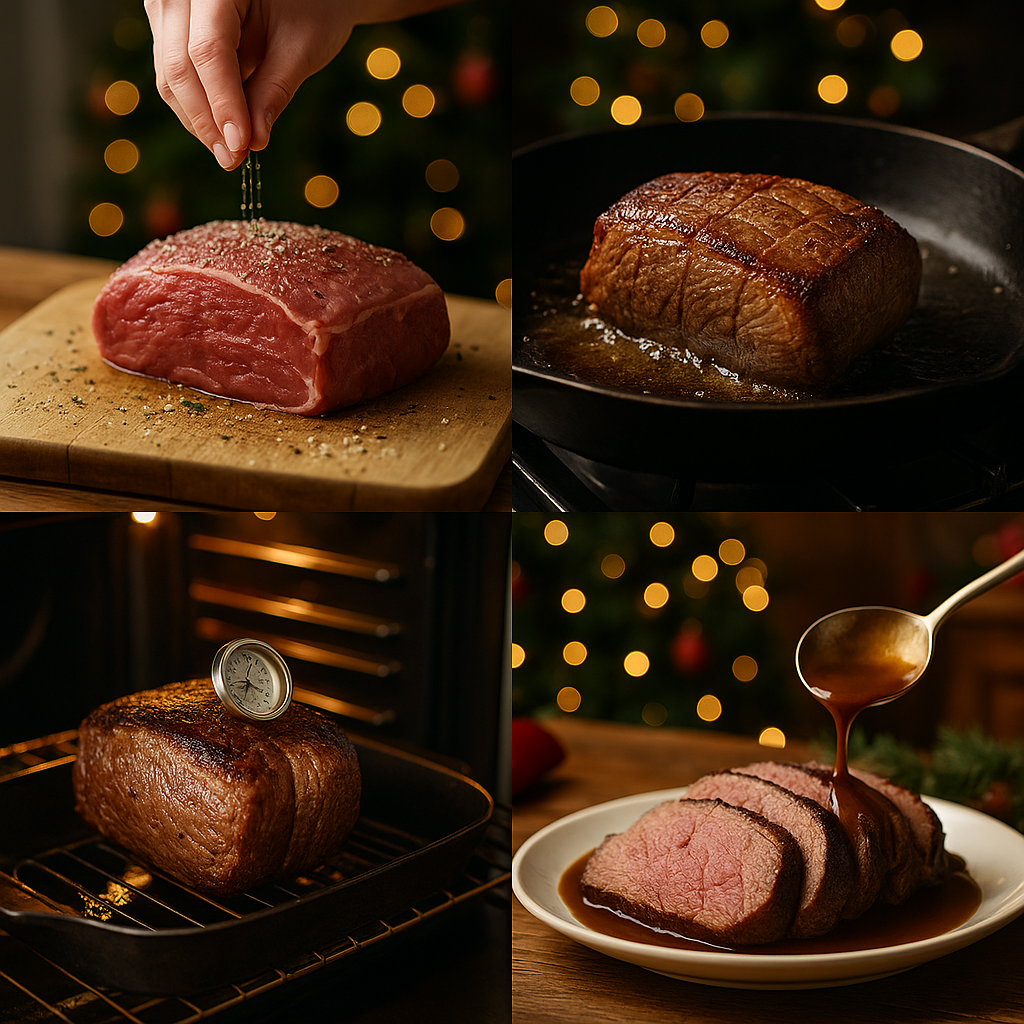 Instruction visual for Roast Beef with Gravy