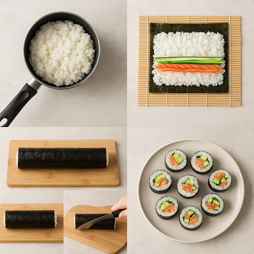 Instrucciones visuales para los rollos de sushi