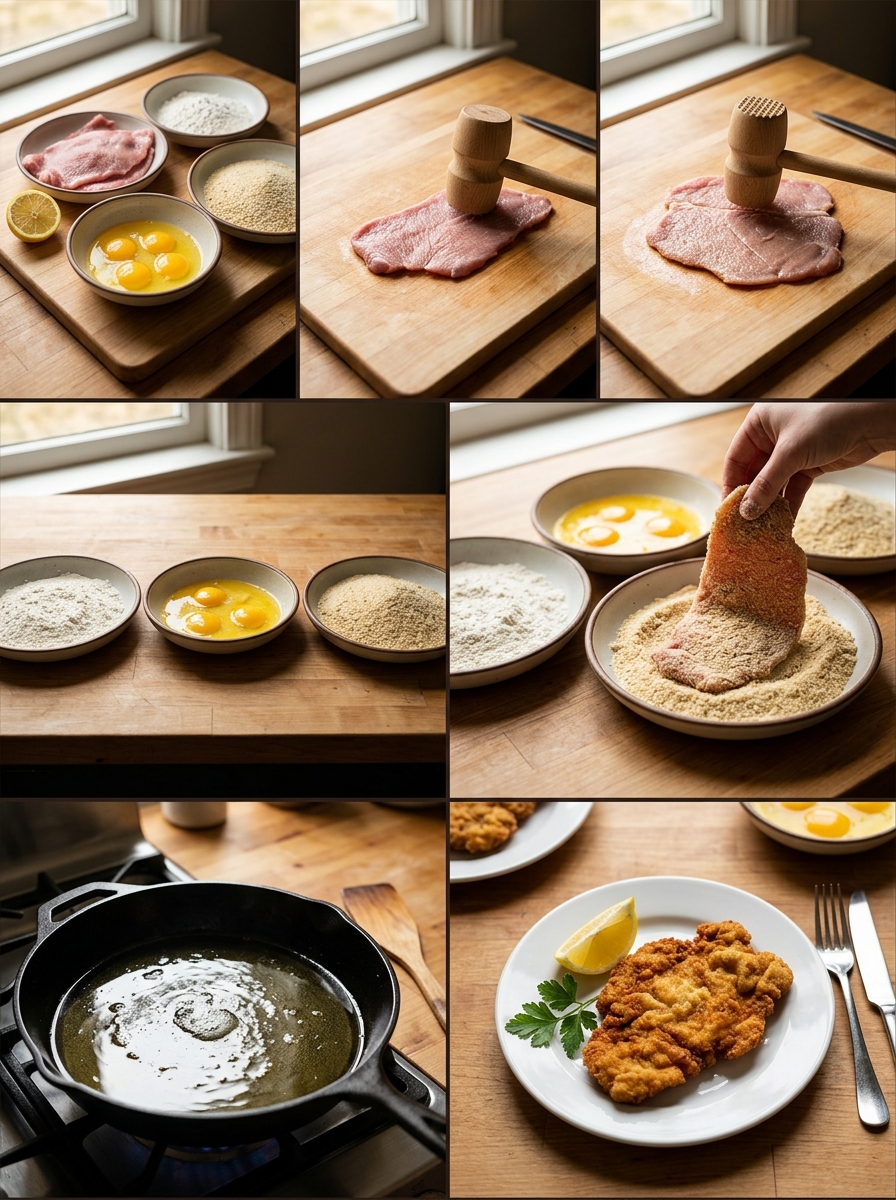Instruction visual for Wiener Schnitzel