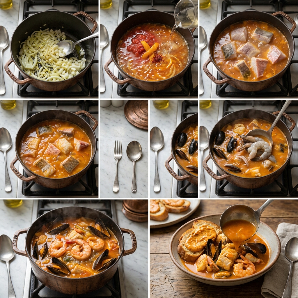 Instruction visual for Bouillabaisse