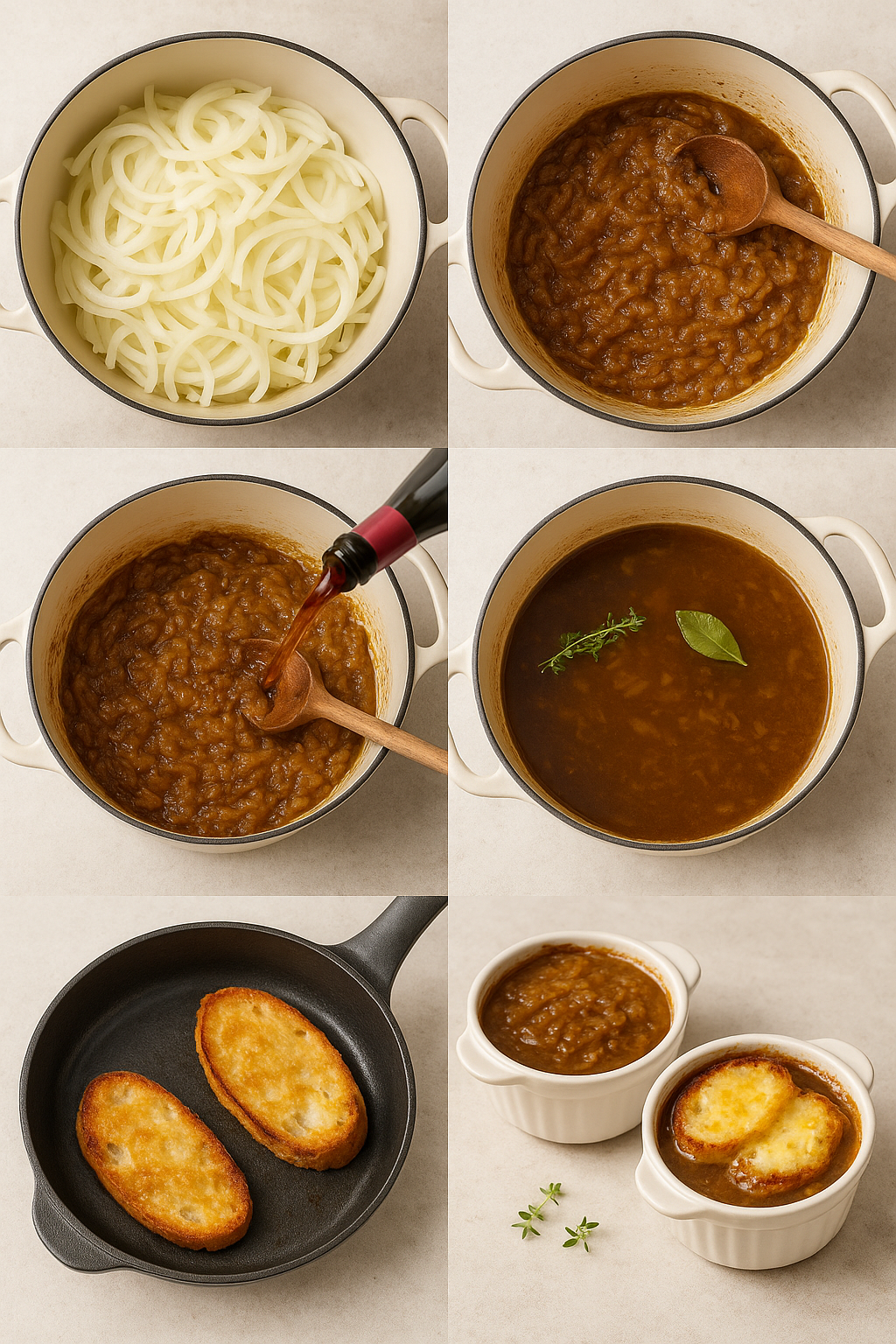 Instrucciones de uso de la sopa de cebolla francesa