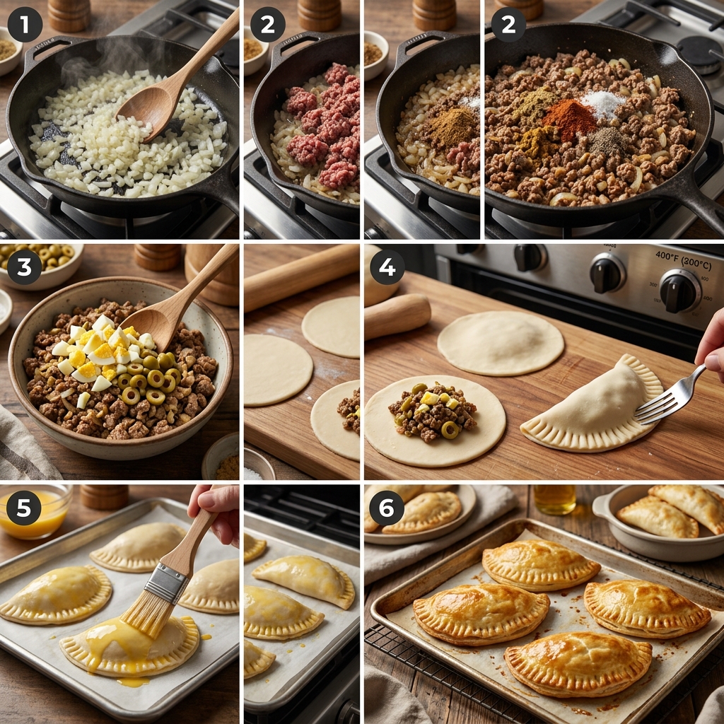 Instruction visual for Argentinian Empanadas
