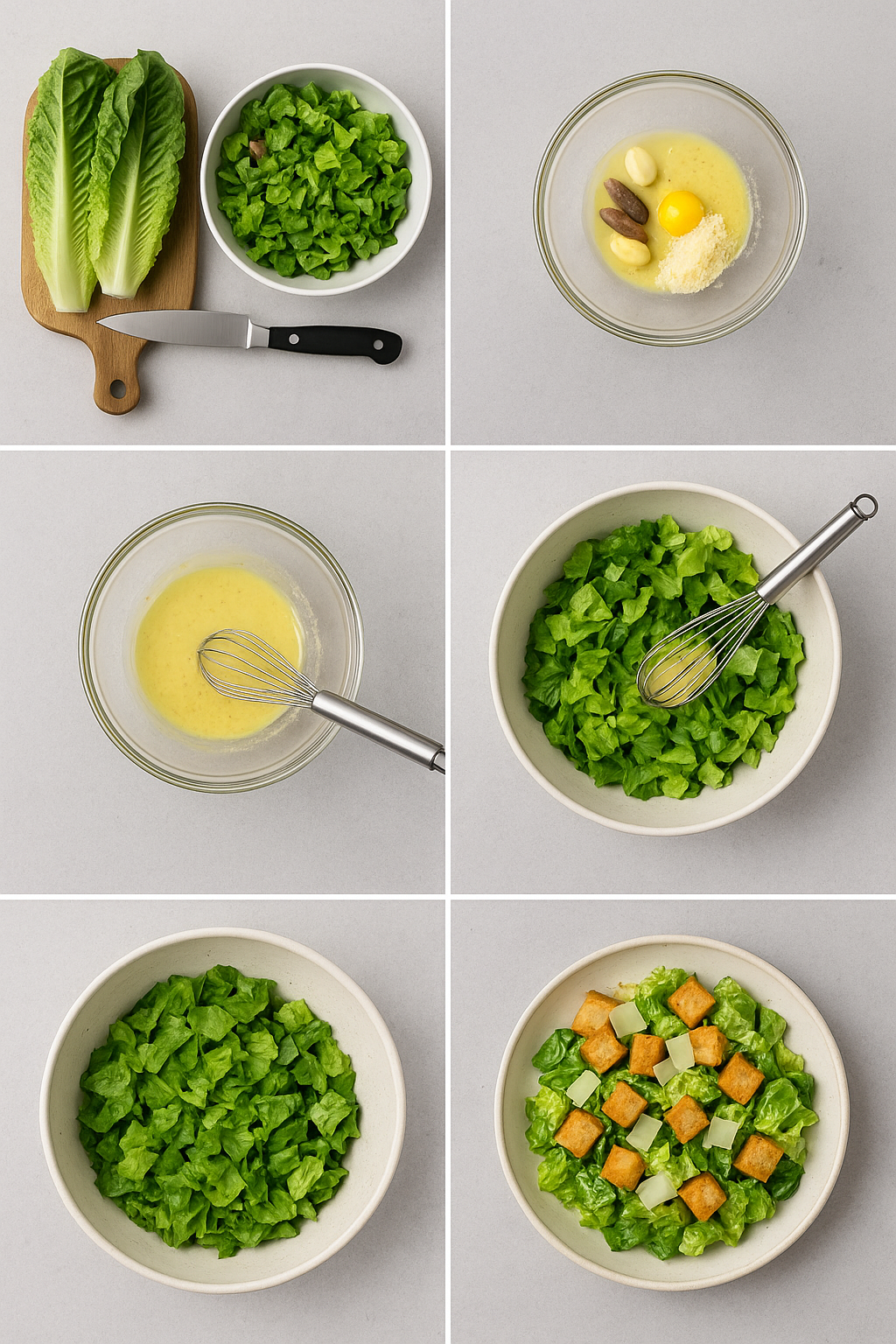 Instrucciones visuales para la ensalada César