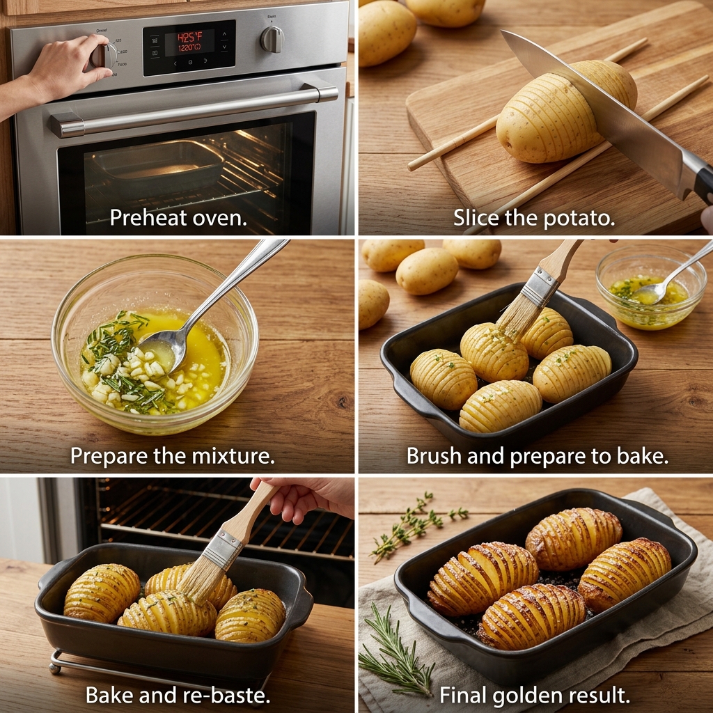 Instruction visual for Hasselback Potatoes