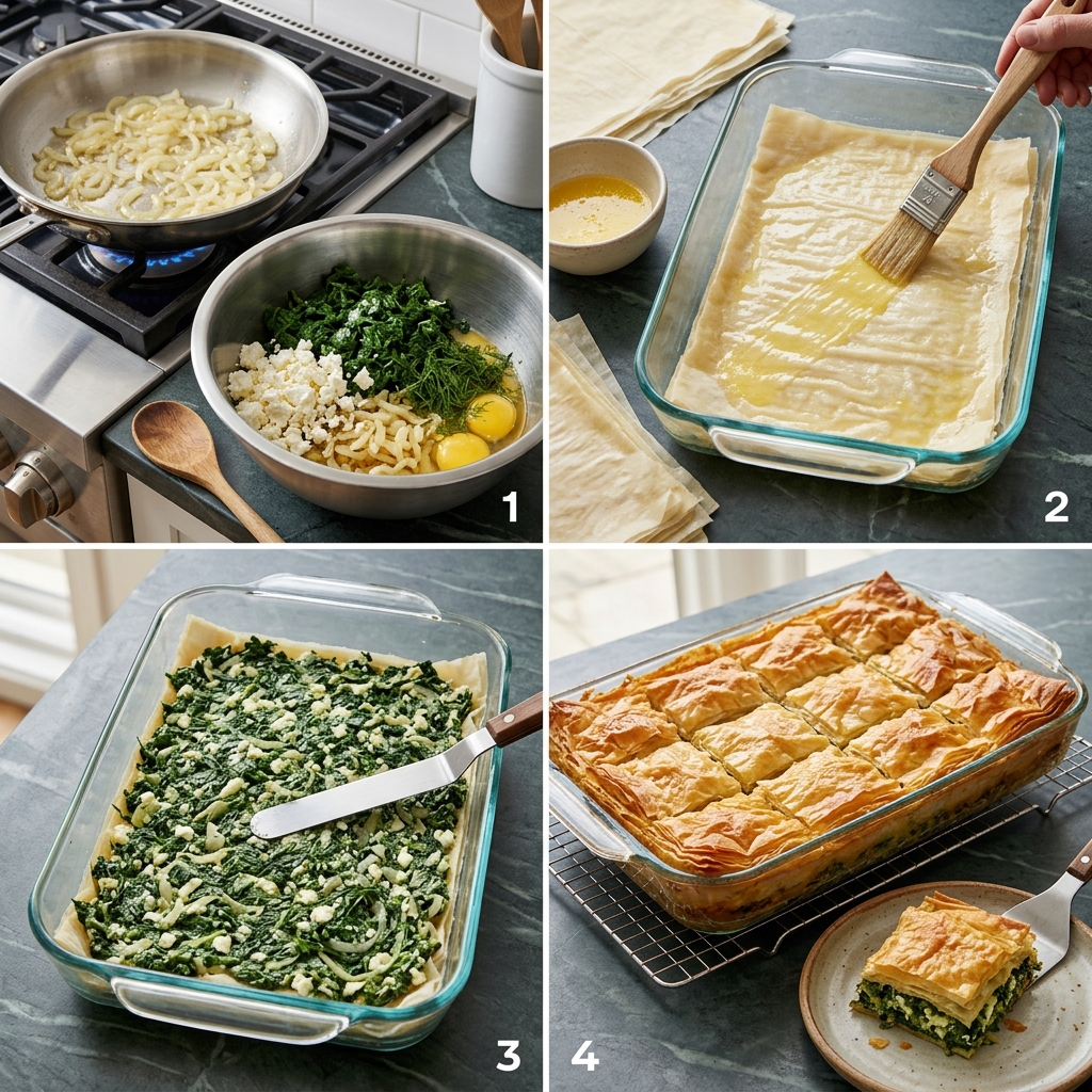 Instruction visual for Spanakopita