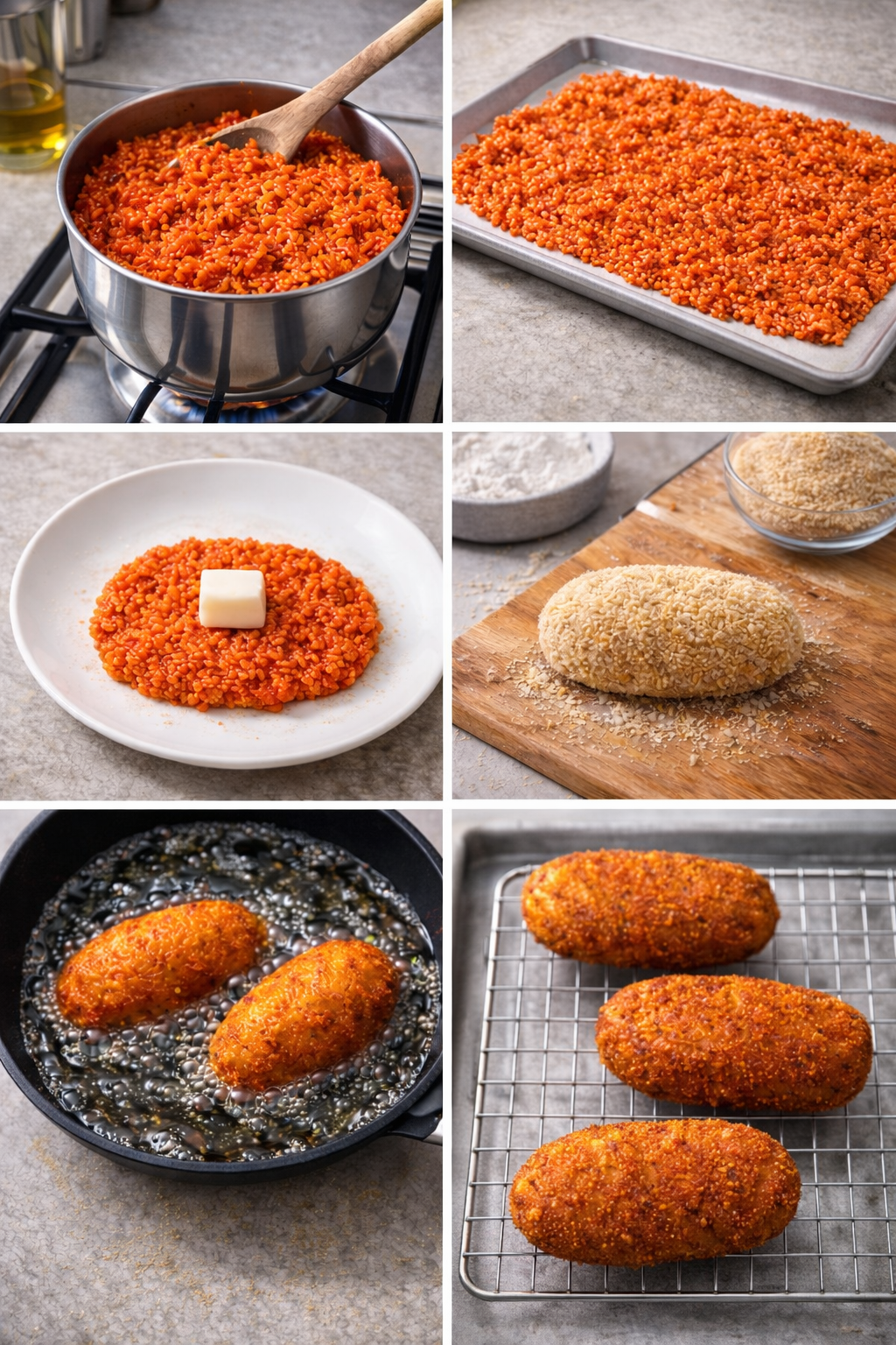 Instruction visual for Supplì (Roman Fried Rice Balls)